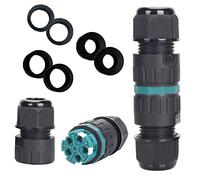 Screwless Waterproof IP68 Junction Box - Quick Fixing Cable Connector for Outdoor External use, 0.5mm2(22AWG) to 2.5mm2(14AWG) Wire Range Power Cord Electric Wire, for 4 pin or 5 pins (Pack of 2)