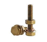 Screws, 2pcs M10/m12 Brass Outer Hexagon Bolt Screw Nut Flat Pad Set Extended(M10,40mm)