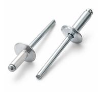 Screws City 3.2mm X 8mm - Pack Of 100 - An 381 - Large Flange Blind Pop Rivet Dome Head Aluminium/steel Shaft E05D