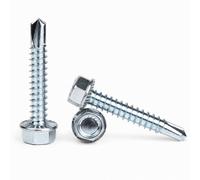 Screws City 3.5mm X 9.5mm - Pack Of 4 - Iso 15480 - Zinc Plated Steel Self-Drilling Hex Head Screws With Hexagon Serrated Washers Head - H02B