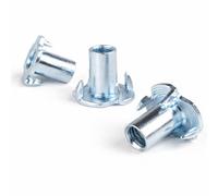 Screws City M8 (8mm X 17mm) - Pack Of 50 - An 90 - Zinc Plated T-Nuts Four Pronged Captive Blind Threaded Inserts For Wood Furniture - A02E