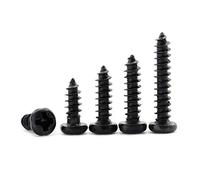 Screws M1.2/M1.4/M1.7/M2/M2.3/M2.6/M3×3/4/5/6/8/10mm Pan Head Self Tapping Screw Black Finished Bolts, Pan Head,M2.6X5 (50Pcs)