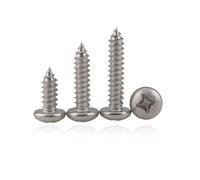 Screws,Tapping Screw, 100-200pcs DIN7981 M2.2 M3 .5 M4 8 GB845 304 Stainless Steel Cross Recessed Pan Head Screws Self-tapping Wood(16mm,M4.8)