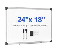 Scribanx Magnetic White Board 24" x 18" for Wall, Dry Erase Board for Home Office, School, Study Room - Silver Aluminum Frame, 2 Markers, 4 Magnets, Eraser Included