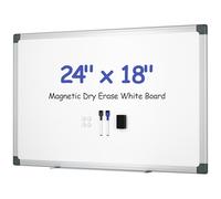 SCRIBANX - Magnetic White Board for Wall, 24" x 18" Dry Erase Board Kit with 2 Magnetic Dry Erase Markers, 4 Magnets, Eraser, Pen Tray and