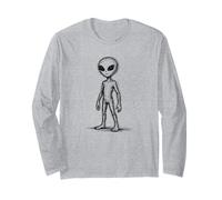 Scribble Art Alien Sketch Space UFO Abstract Minimalist Long Sleeve T-Shirt