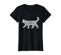 Scribble Cat Abstract Sketch Minimalist Art Value Graphic T-Shirt, Women, Black, L