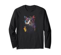 Scribble Cat Abstract Sketch Minimalist Cat Art Long Sleeve T-Shirt