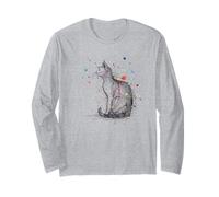 Scribble Cat Abstract Sketch Minimalist Cat Art Long Sleeve T-Shirt