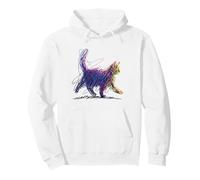 Scribble Cat Line Art Minimalist Sketch Hand Drawing Cat Pullover Hoodie