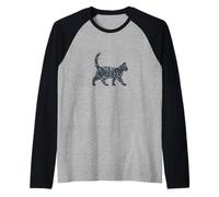Scribble Cat Silhouette Minimalist Art Raglan Baseball Tee