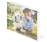 Scribble Direct 7x5 Magnetic Acrylic Photo Block - Clear Freestanding Picture Frame, Portrait or Landscape Display, Modern Desk Photo Frame for Home & Office