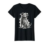 Scribble Dog Abstract Sketch Minimalist Doggy Lover Design Value Graphic T-Shirt, Women, Black, S