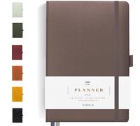 Scribble & Dot® A Daily Planner, Weekly and Monthly Layout | Achieve Your Goals With This Weekly Organiser Diary, A5 size, Hardcover Agenda. Start Anytime (Mocha)