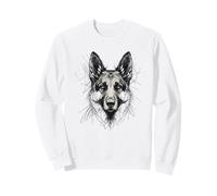 Scribble German Shepherd Dog Face Minimalist Abstract Art Sweatshirt
