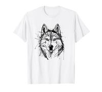 Scribble Husky Dog Puppy Face Minimalist Abstract Art T-Shirt