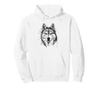 Scribble Husky Dog Puppy Face Simple Minimalist Abstract Art Pullover Hoodie