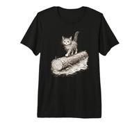 Scribble Kitten on a Log Premium T-Shirt