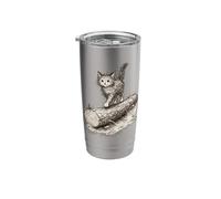 Scribble Kitten on a Log Stainless Steel Insulated Tumbler