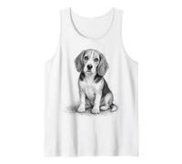 Scribble Line Art Dog Lover Sketch Beagle Graphic Tank Top