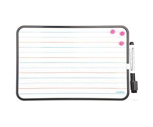 Scribble Mini Dry Erase Board A4. Ruled One Side, Magnetic Plain Whiteboard on The Other. Small Handheld Whiteboard for Writing & Learning with Marker and Eraser