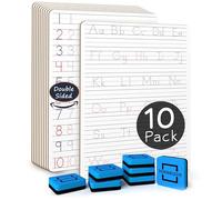 Scribbledo 10 Pack Dry Erase Handwriting Practice for Kids 9 x 12 Inch Letter Alphabet Tracing Board Whiteboard for Kids Ages 3-5 Write and Wipe Alphabet Practice Cards Letters & Erasers