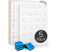 Scribbledo 5 Pack Dry Erase Handwriting Practice for Kids 9 x 12 Inch Letter Alphabet Tracing Board Whiteboard for Kids Ages 3-5 Write and Wipe Alphabet Practice Cards Letters & Erasers