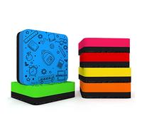 Scribbledo 6 Pack Multicolor Rectangular Magnetic Dry Erase Erasers for Whiteboard, Classroom, Office & Home