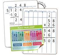 SCRIBBLEDO Dry Erase Division & Place Value White Board 9 x 12 Inch Whiteboard Double Sided Math Manipulatives Long Division Lapboards for Kids Students Classroom and Home