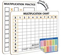 Scribbledo Dry Erase Multiplication White Board 9 x 12 Inch Small Lapboard l Durable Portable Double Sided Times Table Math Practice Whiteboard for Kids Students, Classroom and Home