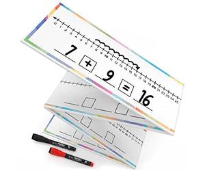 SCRIBBLEDO Dry Erase Number Line Board Double Sided 1-100 Number Lines for Students with a Red & Black Dry Erase Marker Featuring 0-100 Number Line on One Side and Blank Line on The Other