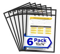 SCRIBBLEDO Dry Erase Pockets 6 Pack Reusable Tear-Resistant Sleeves, Tear Resistant Sturdy Stitching, 10x14” Large Black Pockets, Easy to Clean No Residual, Classroom Office Warehouse (Black)