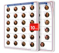 Scribbledo Dry Erase President Practice Sheets 11x17 Learning Boards Portraits & Numbered Outline Reusable U.S. Presidents Chart for Kids Classroom History Teaching Aid Homeschool Activity 10 Pack