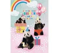 Scribbler Time to Party Sister Panda Party Pals! Funny Birthday Card SCR1053
