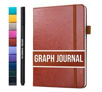Scribbles That Matter Graph paper Notebook for writing | 200 pages A5 Squared notebook, 120gsm Thick Paper with Sticky Notes, pen holder, band, (V) leather hard cover graph notebook, 5.75x8.2 inches