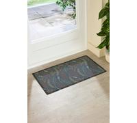 Scribbly Autumn Leaves Indoor Outdoor Doormat (70 x 40cm) Artsy Mats Green 40cm x 70cm