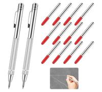 Scribe Tool, 2pcs Scribing Tool, Engraving Pen, Etching Tools, Metal Scribe, Aluminium Magnet Carbide Scribe Tools with 12 Replacement Marking Tip for Glass, Ceramics, Metal Sheet