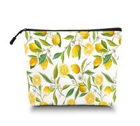 Scribesense Makeup Bag Travel Makeup Organizer Waterproof Cosmetic Bag Pouch with Zipper 6.7x9.45in for Women Female Friend Daughter Mom Sister, Lemon, 6.7x7.45in