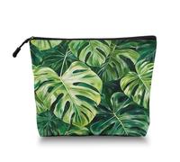 Scribesense Makeup Bag Travel Makeup Organizer Waterproof Cosmetic Bag Pouch with Zipper 6.7x9.45in for Women Female Friend Daughter Mom Sister, Tropical Rainforest Leaves, 6.7x7.45in