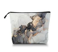 Scribesense Makeup Bag Travel Makeup Organizer Waterproof Cosmetic Bag Pouch with Zipper 6.7x9.45in for Women Female Friend Daughter Mom Sister, Gray Marble Pattern, 6.7x7.45in