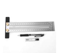 Scribing Ruler Stainless Steel T-Rule Precision Marking Tool for Carpenter Mortise Positioning and Marking with Automatic Pencil 200mm