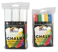 SCRIBO Liquid Chalk Pens - Rainproof after just 1 hour yet erasable with a damp cloth (3x 15mm nib (large) (White Color))