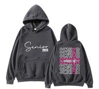 Script Heart Senior 2025 Graduate High School College Mens Women Sweatshirt Hoodie Sweatshirt Dress Women (Dark Gray, L)