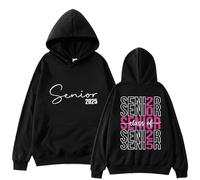 Script Heart Senior 2025 Graduate High School College Mens Women Sweatshirt Hoodie Sweatshirt Dress Women (Black, M)