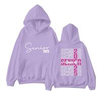 Script Heart Senior 2025 Graduate High School College Mens Women Sweatshirt Hoodie Sweatshirt Dress Women (Pink, S)