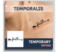 Script tattoo - Temporalis® | Temporary tattoos for women and men - Vegan fake tattoos, waterproof and EU-certified - Lasts 1 to 2 weeks [ Arrow - faith ]