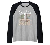Scripture and Soil Christian Homeschool Mom Gardening Raglan Baseball Tee