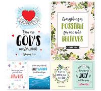 Scripture Cards - Set of 48 Boxed Bible Verse Blank Note Cards with Envelopes - Christian Greeting Cards/Inspirational Prayer Cards, 6 Designs. Christian Stationary with Bible Verses