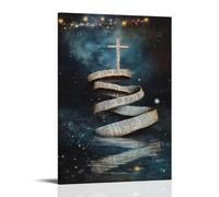 Scripture-covered Scrolls Rise from A Lake And Spiral Toward A Floating Cross As Stars Begin to Fall. Contemporary Wall Mural - Decorative Hanging Poster Art 24x36inch(60x90cm)