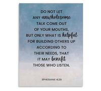 Scripture Ephesians 4:29 Poster Let No Corrupting Talk Canvas Print Wall Art for Living Room Office(Unframed,16x24inch(40x60cm))